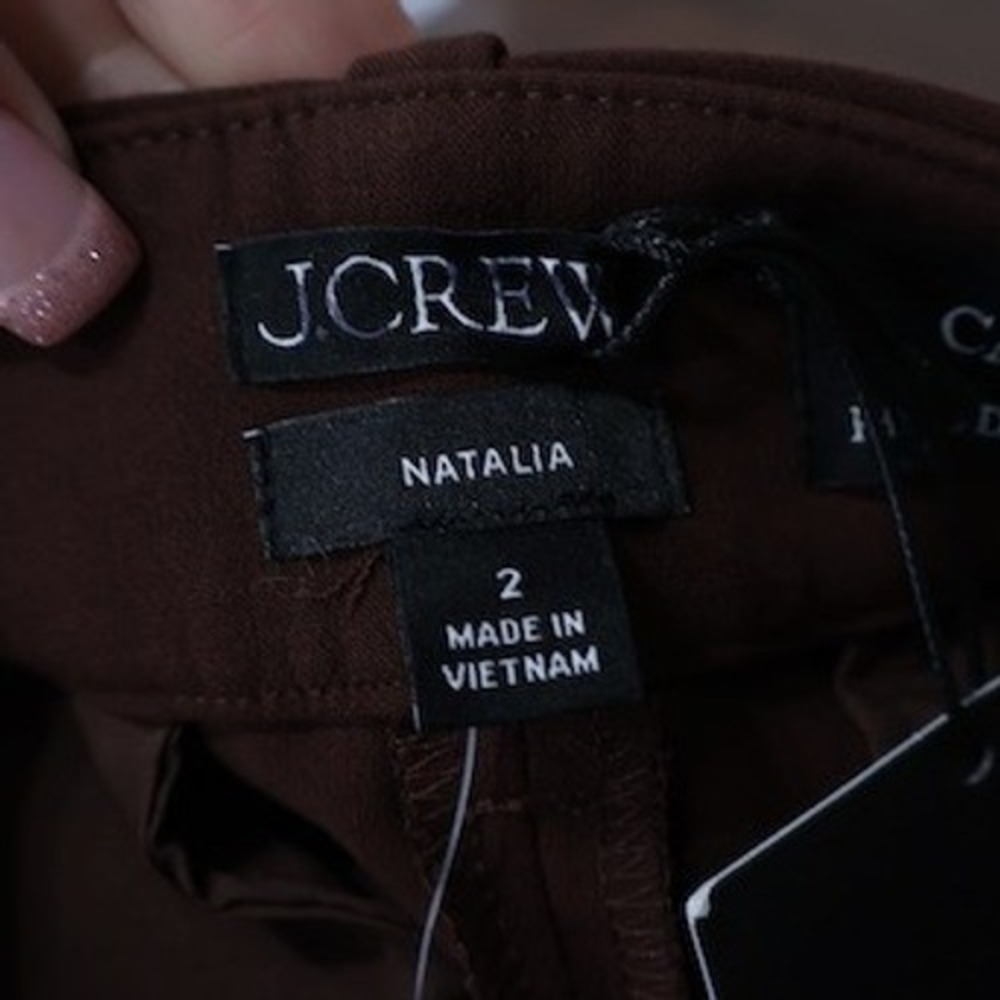 J.Crew Natalia Pant Women 2 Brown Wide Leg High Rise Four Season Stretch $158NWT - Picture 2 of 15